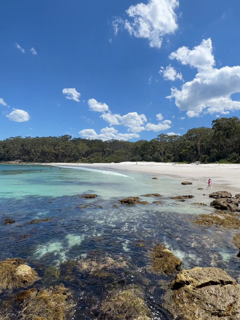 White sand and clear turquoise water at Greenfield Beach, Jervis Bay, NSW, Australia