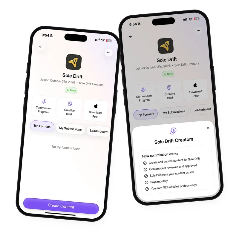 The Sole Drift program page on Trybe, and how commission works